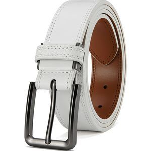 Men's Leather Belt - 1 3/8" Genuine Cowhide Dress Belt For Work, With👋